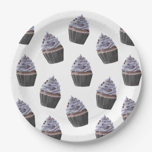 Cupcake Pattern  Paper Plate (Front)
