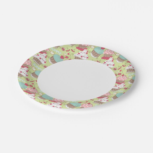 Cupcake pattern paper plate (Angled)