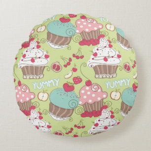 Cupcake pattern round cushion