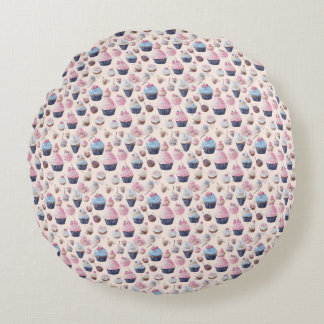 Cupcake Pattern Round Pillow