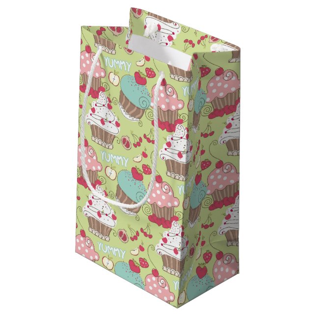 Cupcake pattern small gift bag (Back Angled)