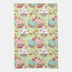 Cupcake pattern tea towel
