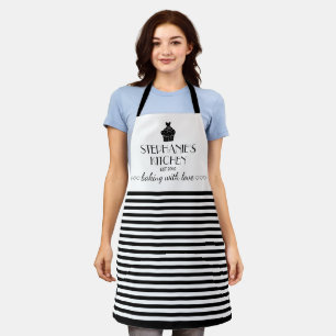 Cupcake Personalised Name Baking With Love Stripe Apron