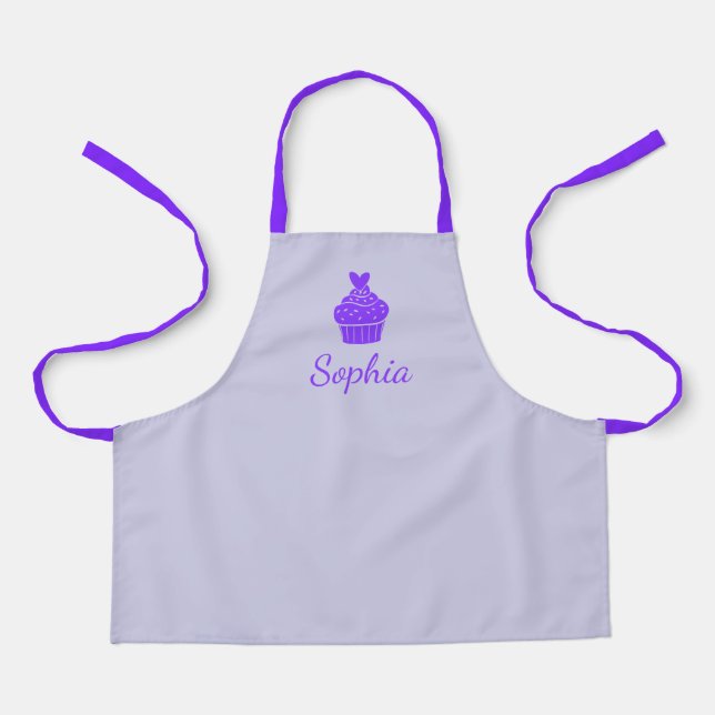 Cupcake Personalised Name Purple Apron (Front)