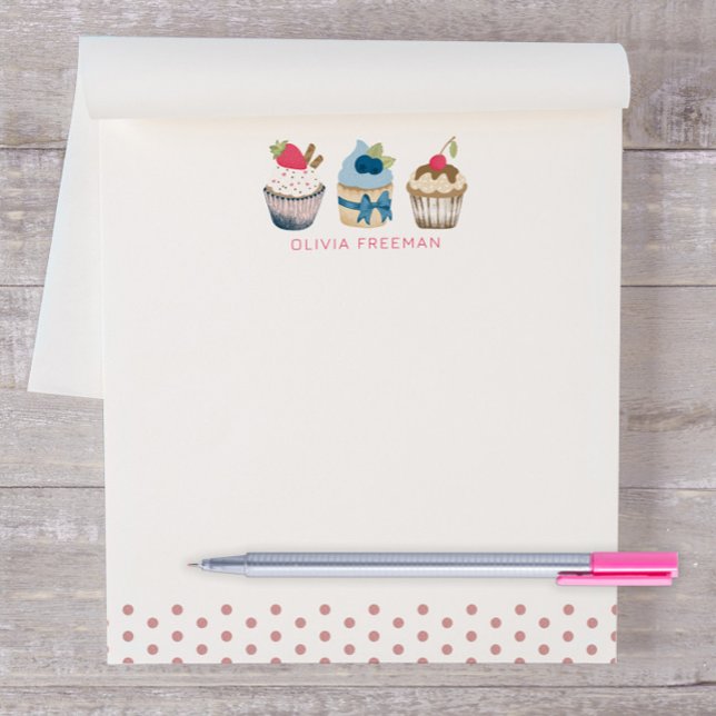 Cupcake Personalised Notepad – Pink Polka Dot Swee (Creator Uploaded)