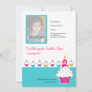 Cupcake Photo Invitations, Birthday Party Invitation