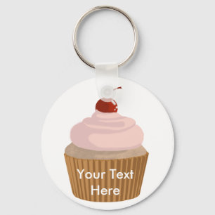 Cupcake-Pink and Brown Key Ring