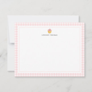 Cupcake Pink Gingham Border Personalised Card