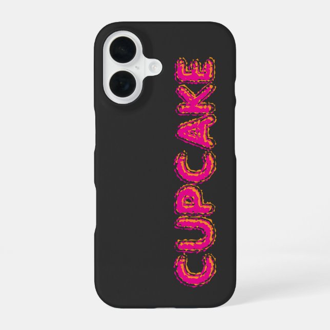 Cupcake Pink Text Custom Black  iPhone 16 Case (Back)