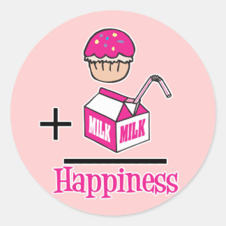 Cupcake Plus Milk Happiness Classic Round Sticker