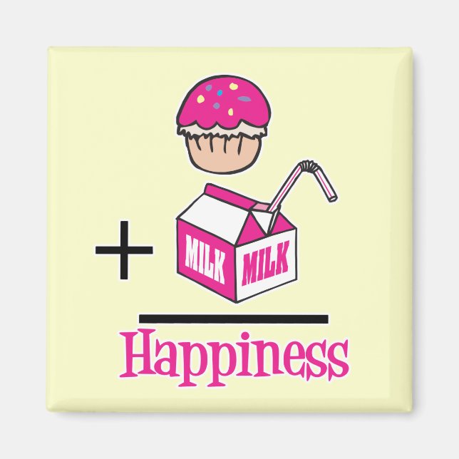 Cupcake Plus Milk Happiness Magnet (Front)