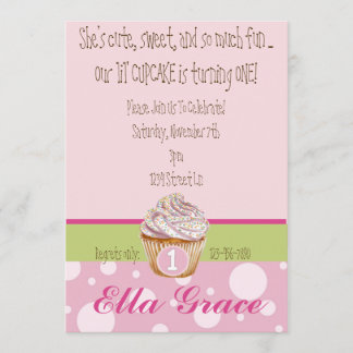 Cupcake & Polka Dots - Green Invitation
