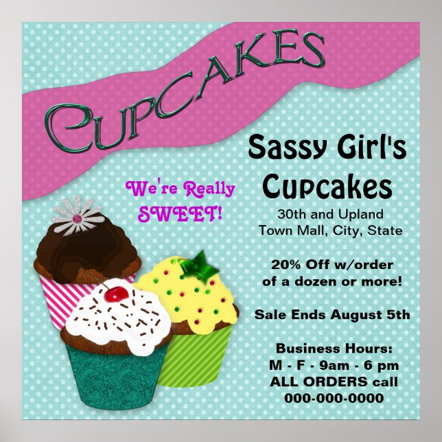 CUPCAKE POSTER - GREAT ADVERTISEMENT-PERSONALIZE (Front)