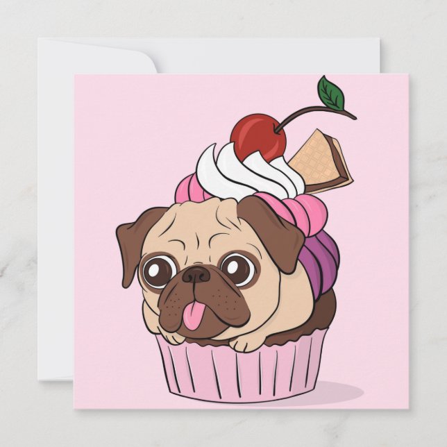 Cupcake Pug Holiday Card (Front)