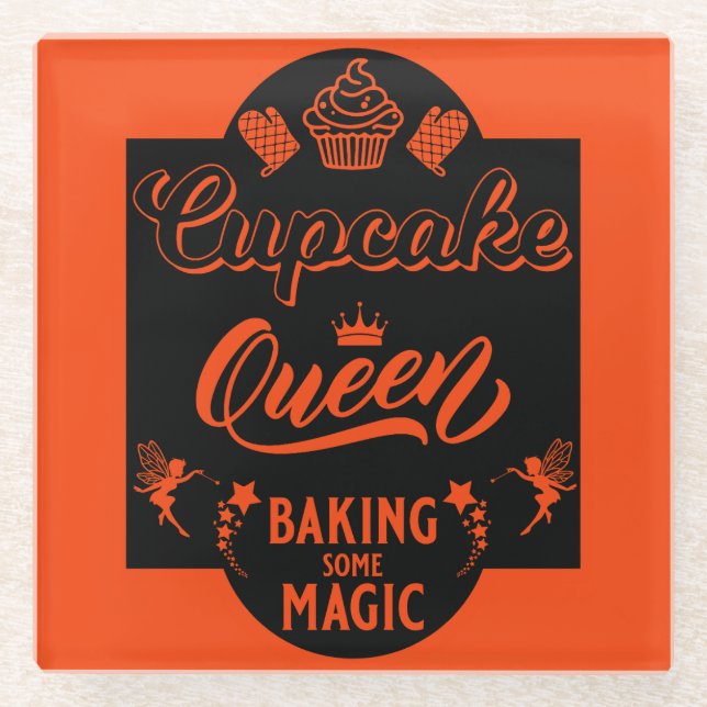 Cupcake Queen Glass Coaster (Front)