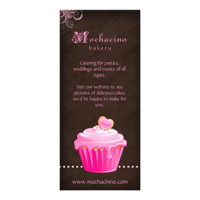 Cupcake Rack Card Brochure Cute Pink (Front)