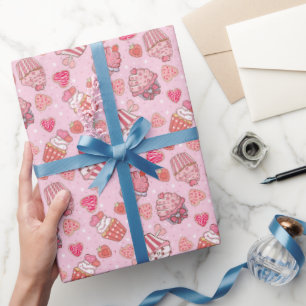Cupcake Retro Valentine's Wrapping Paper