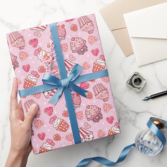 Cupcake Retro Valentine's Wrapping Paper (Gifting)