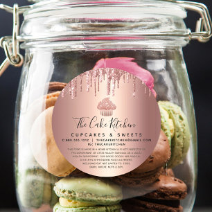 Cupcake Rose Gold Copper Drips Bakery Chef Legal  Classic Round Sticker