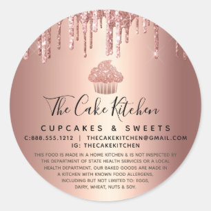 Cupcake Rose Gold Drips Bakery Pastry Chef Legal  Classic Round Sticker