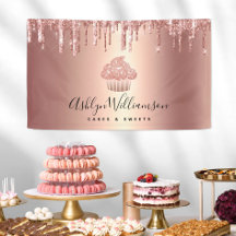 Cupcake Rose Gold Glitter Drips Bakery Pastry Chef