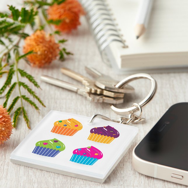 Cupcake Set with Sprinkles Bright Dessert Key Ring (Creator Uploaded)
