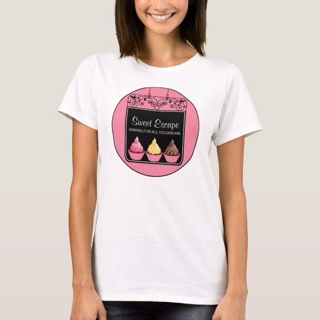 Cupcake Sign Bakery Business T-Shirt (Front)