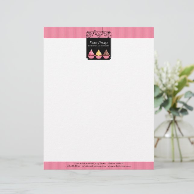 Cupcake Sign Bakery Personalized Letterhead (Standing Front)