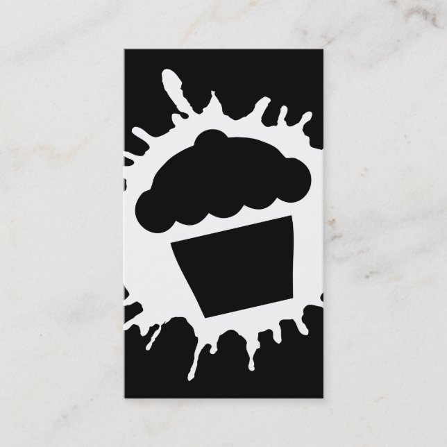 cupcake splatz black business card (Front)