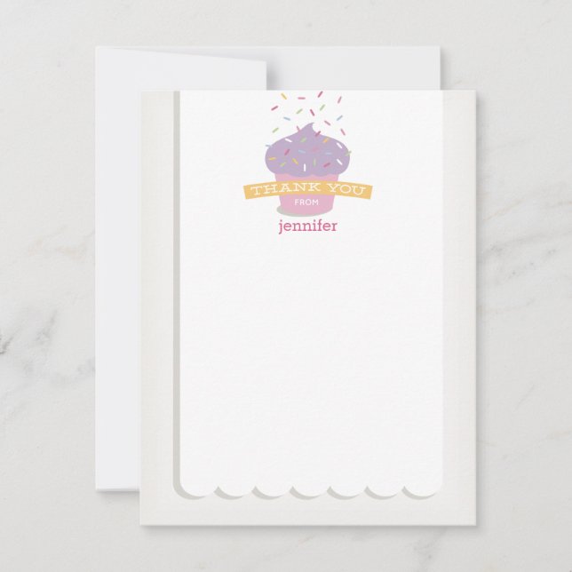 Cupcake Sprinkles Thank You Note Card (Front)