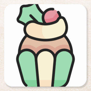 cupcake square paper coaster