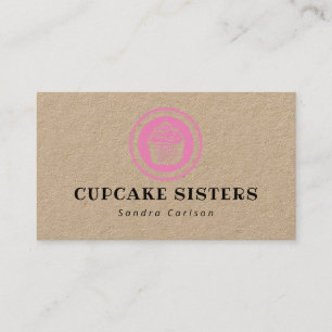 Cupcake stamp logo rustic kraft business card