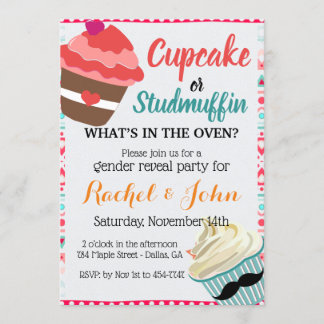 Cupcake Stud Muffin Cute Baby Shower Custom RSVP Invitation