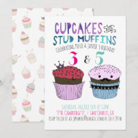 Cupcake & Stud Muffin Joint Party Invitation