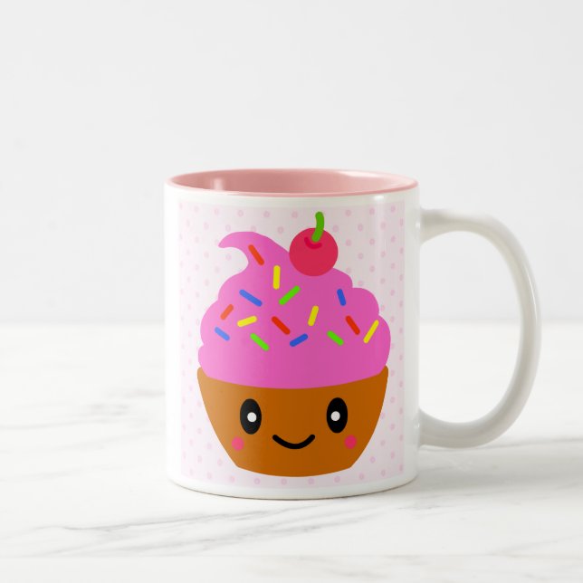 cupcake, sugar cakes cherry Two-Tone coffee mug (Right)