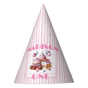 Cupcake sweet Birthday party girl Watercolor ONE Hat