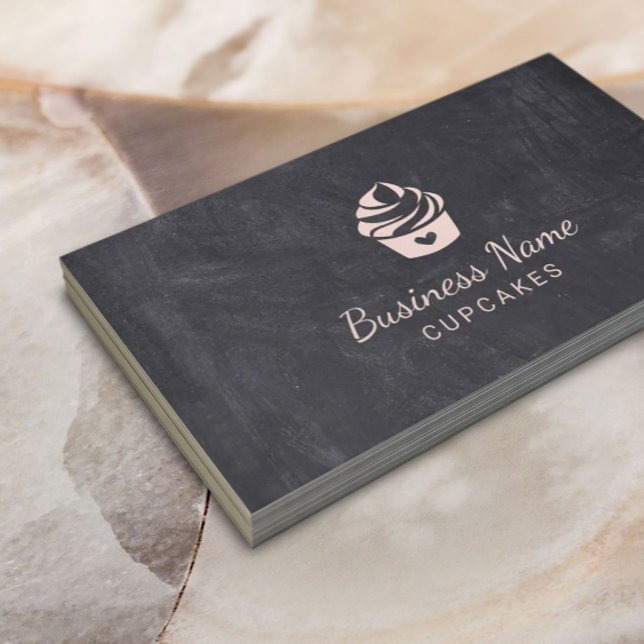 Cupcake Sweet Cake Pastry Chef Bakery Chalkboard Business Card (Creator Uploaded)