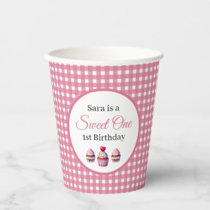 Cupcake Sweet One Girl 1st Birthday Party Paper Cups