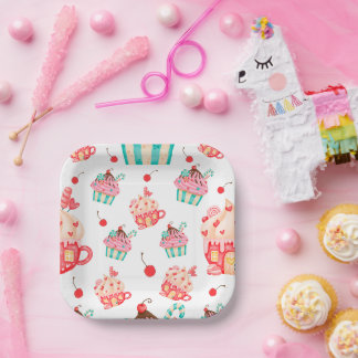 cupcake sweets celebration party paper plate