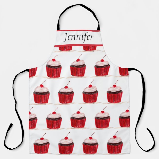 Cupcake Sweets Hand drawn Baking Food Cute Apron (Front)
