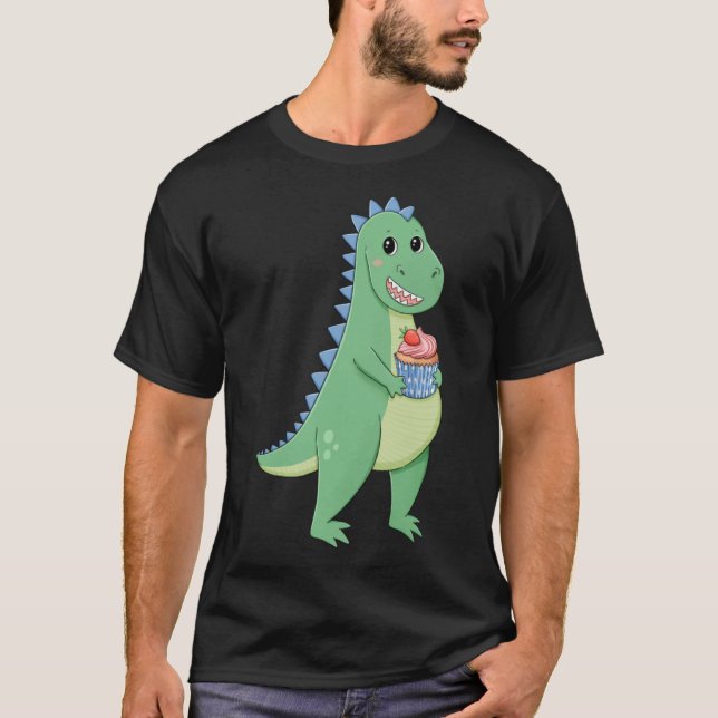 Cupcake T-Rex Dinosaur Baker Pastry Chef Dino Love T-Shirt (Front)
