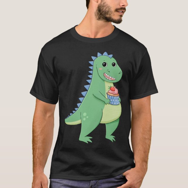Cupcake T-Rex Dinosaur Baker Pastry Chef Dino Love T-Shirt (Front)