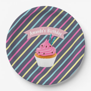 Cupcake themed Birthday Party personalised Paper Plate