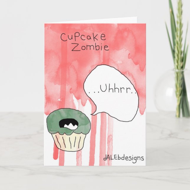 Cupcake themed greetings card - 'Cupcake Zombie' (Front)