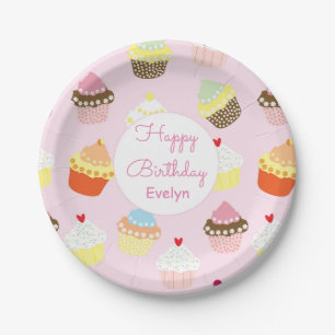 Cupcake Themed Pink Birthday Party Paper Plates