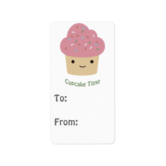 Cupcake Time! Cute Pink Cupcake Label (Front)