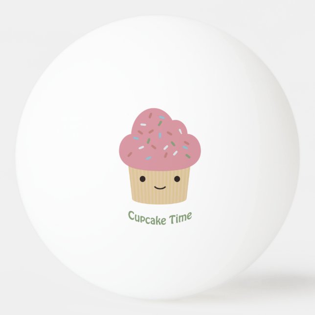 Cupcake Time! Cute Pink Cupcake Ping Pong Ball (Front)