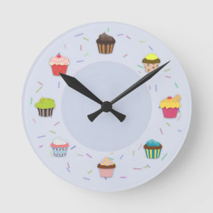 Cupcake Time Round Clock