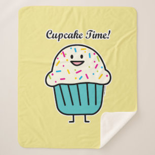Cupcake Time with sprinkles sweet dessert fondant Sherpa Blanket