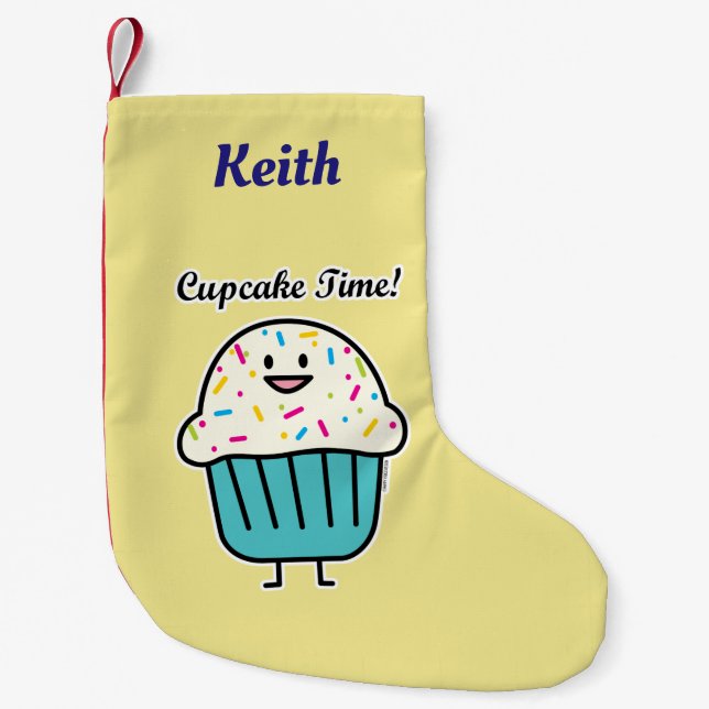 Cupcake Time with sprinkles sweet dessert fondant Small Christmas Stocking (Front)